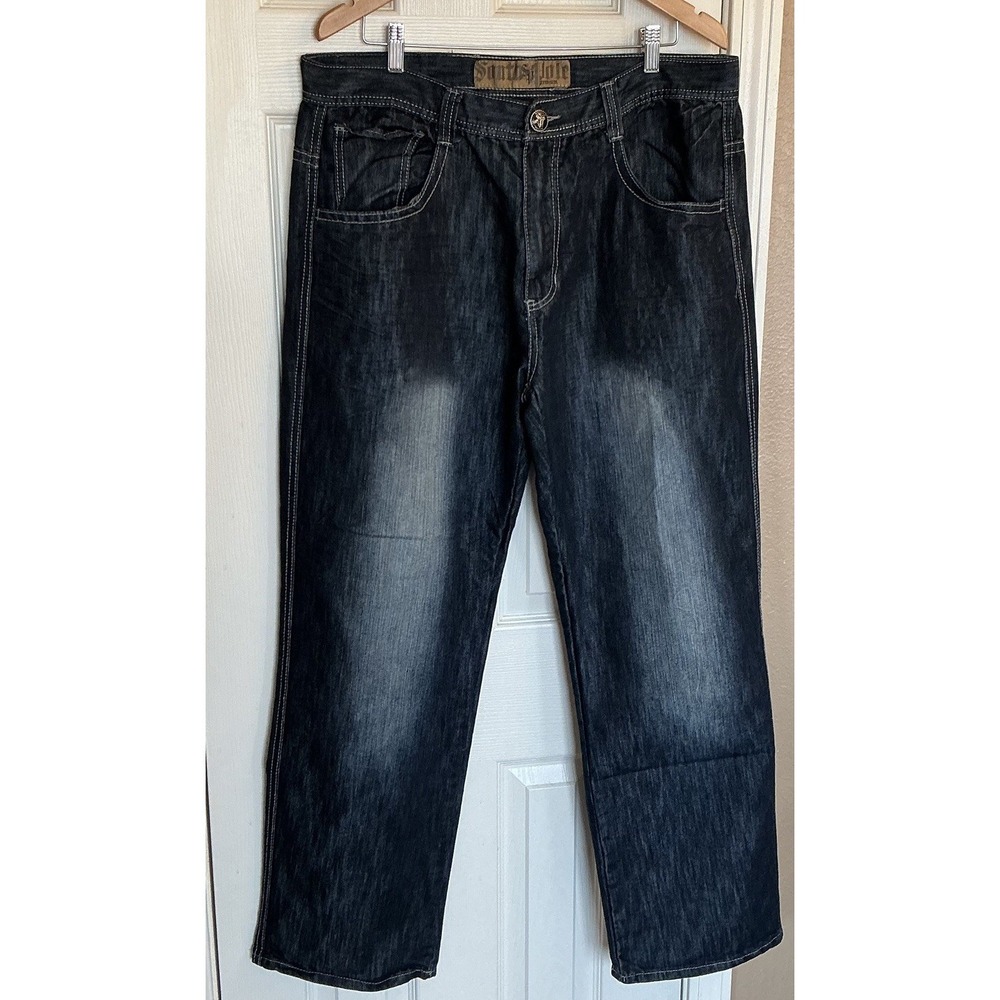 Southpole Premium Y2K Men's 38 Indigo Blue Jeans  Design On Back Pockets Hip Hop